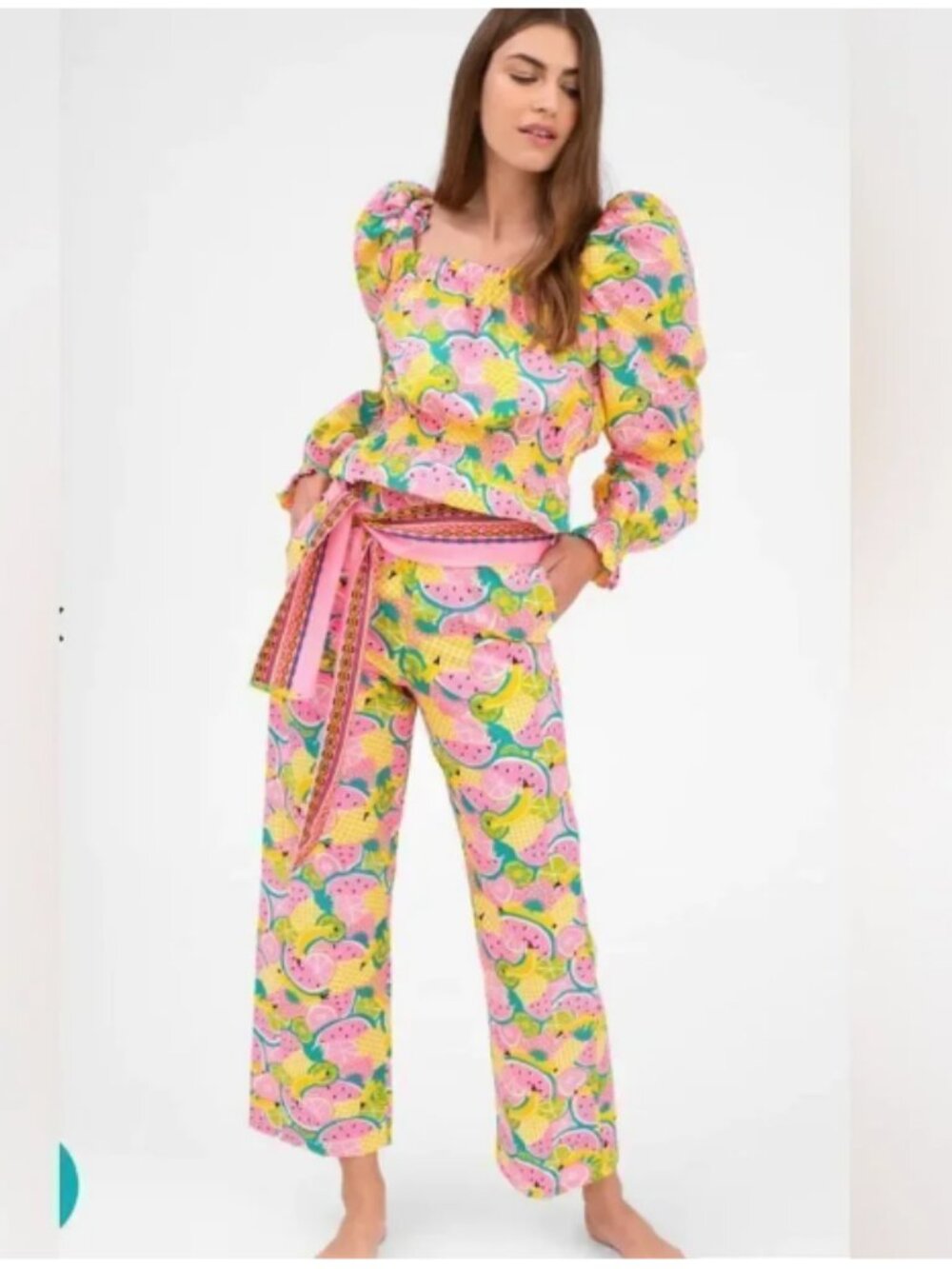 Pitusa Fruit Print Two Piece Set Crop Top Pants Size M
